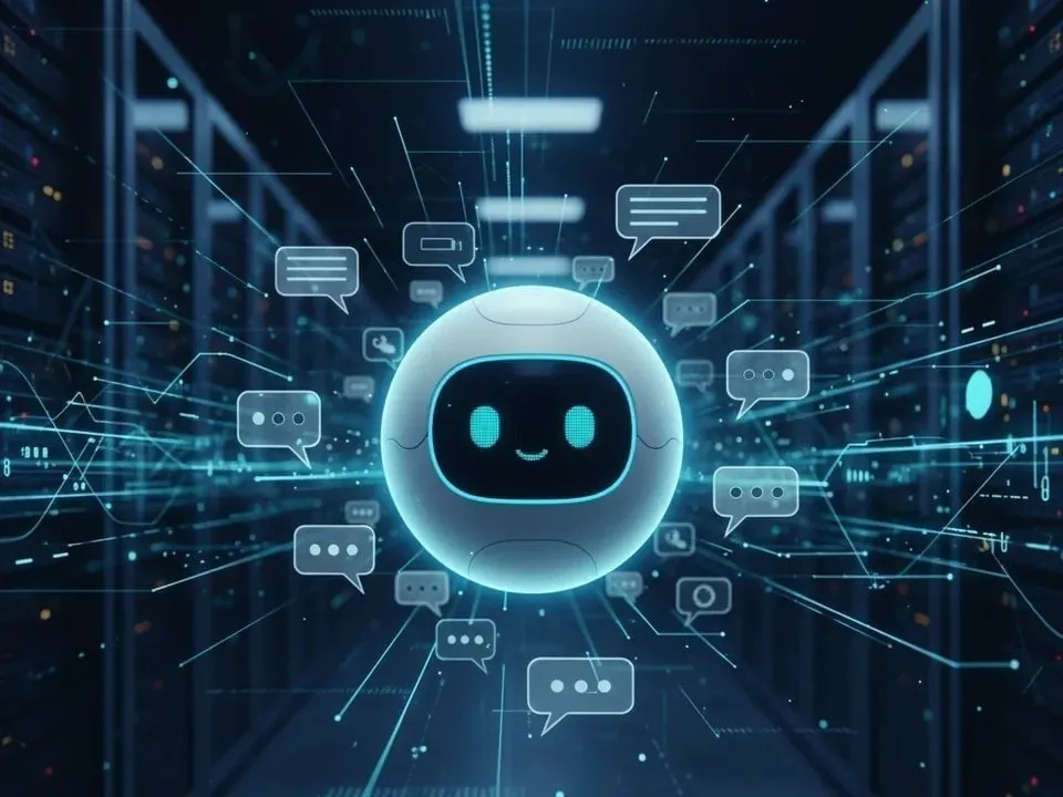 フレンドリーな3DロボットAIエージェントのインターフェースイメージ